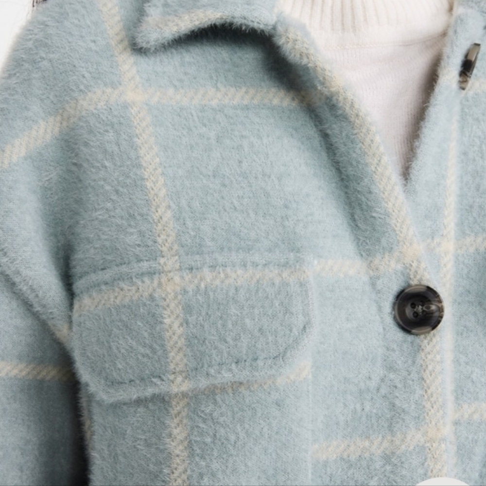 Z SUPPLY Tucker Plaid Shacket/Coat, NWOT, S, Morning Fog - Exc Quality!!🩵🤍 - Picture 2 of 16